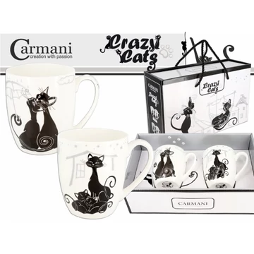 Porcelán bögreszett 2 db-os, 400ml, fekete macskás, H.C.017-2601