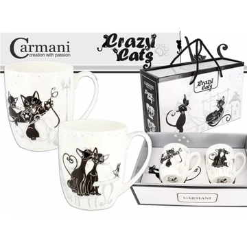 Porcelán bögreszett 2db-os,400ml,fekete macskás, H.C.017-2602