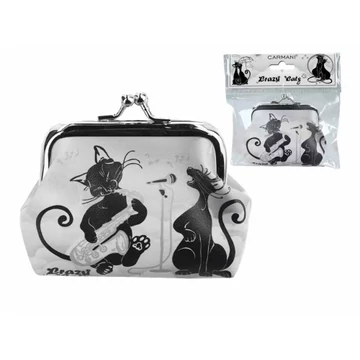 Műbőr pénztárca 9x7,5x2cm,fekete macskás, H.C.021-3814