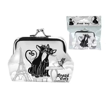 Műbőr pénztárca 9x7,5x2cm,fekete macskás, H.C.021-3815