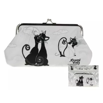 Műbőr pénztárca 20x10x1cm,fekete macskás , H.C.021-4412