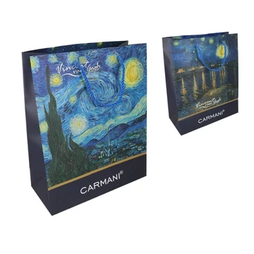 Ajándéktáska papír,26x32x12cm, Van Gogh:Csillagos éj/Csillagos éj a Rhone folyó felett, H.C.033-1811