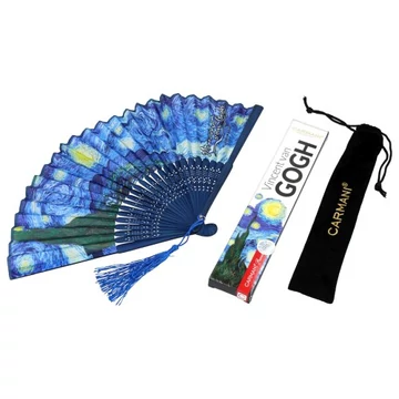 Legyező 20cm, műanyag/polyester, Van Gogh:Csillagos éj, H.C.846-1021