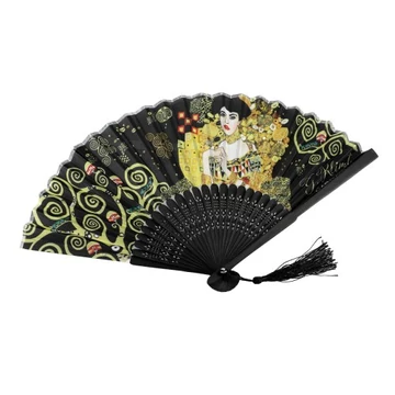 Legyező 20cm, műanyag/polyester, Klimt:Adele/Életfa, H.C.846-1002