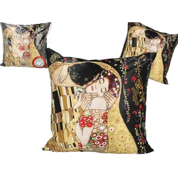 Párna 45x45cm, polyester,Klimt:The Kiss fekete, H.C.023-8011