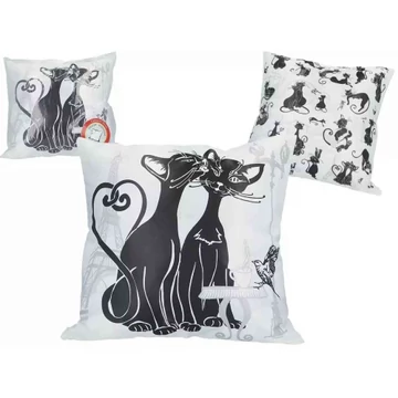 Párna 45x45cm, polyester,fekete macskás, H.C.023-8050