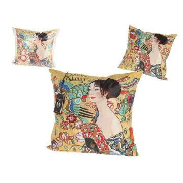 Párna 45x45cm,polyester,Klimt: Hölgy legyezővel, H.C.023-8004