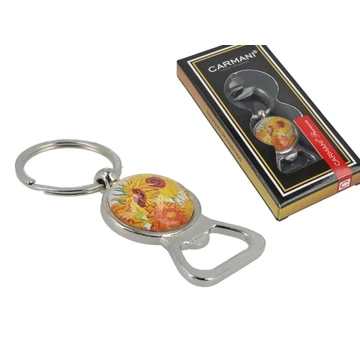 Fém kulcstartó sörnyitóval, 8,3cm, Van Gogh:Napraforgók, H.C.125-1011