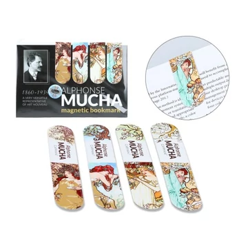 Mágneses könyvjelző 20x54mm, papír, Mucha:vegyes, 4 db-os, H.C.013-4110 Mágneses könyvjelző 20x54mm, papír, Mucha:vegyes, 4 db-os, H.C.013-4110