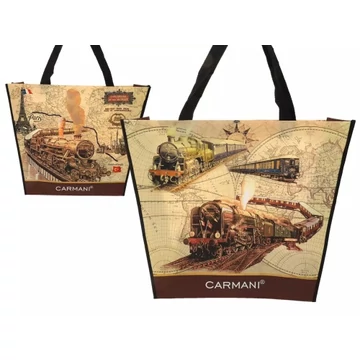 Válltáska kétoldalas 46x11x38cm,műanyag,történelmi mozdonyok, H.C.021-9021