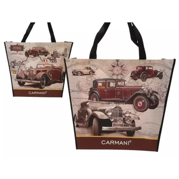 Válltáska kétoldalas 46x11x38cm műanyag,történelmi autók, H.C.021-9022