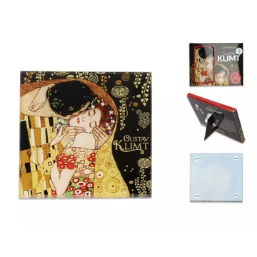 Üveg poháralátét 10,5x10,5cm,Klimt:The Kiss, H.C.195-0002