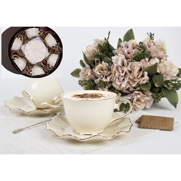 Malaga porceláncsésze+alj, 6 személyes, 250ml, dobozban, V.B.18885