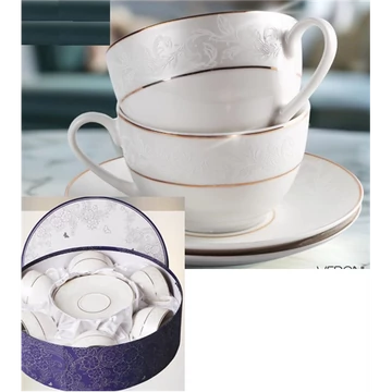 Satin porceláncsésze+alj, 6 személyes, 250ml, dobozban, V.B.22639
