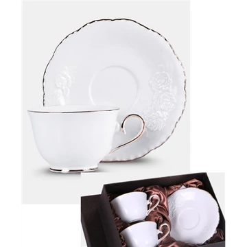 Bella Rosa porceláncsésze+alj, 250ml, 2 személyes, dobozban, V.B.23582