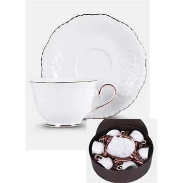 Bella Rosa porceláncsésze+alj, 250ml, 6 személyes, dobozban, V.B.23599