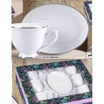Dominica porceláncsésze+alj, 220ml, 6 személyes, dobozban, V.B.23759