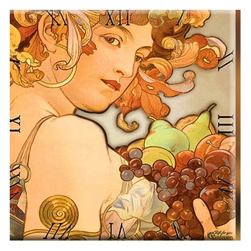 Üveg falióra 30x30cm  Mucha. Ősz, D.I.19-12