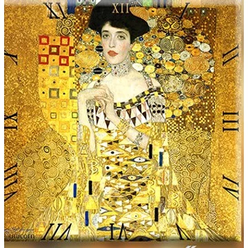 Üveg falióra 30x30cm,Klimt:Adele (Arany nő), D.I.19-20 Üveg falióra 30x30cm,Klimt:Adele (Arany nő), D.I.19-20