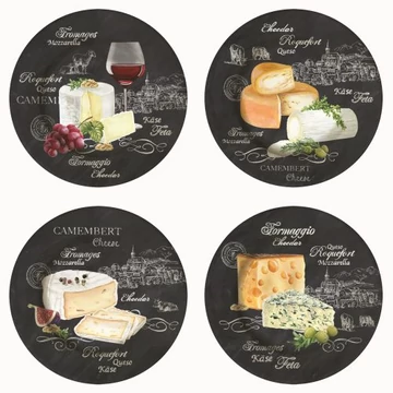 Porcelán desszerttányérszett 4db-os, 19cm dobozban, World Of Cheese, R2S.463WOCH