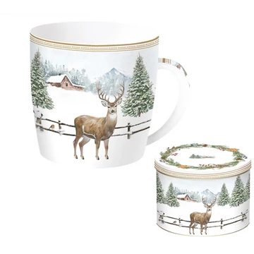 Porcelánbögre 350ml, fémdobozban, White Forest, R2S.217WHIF