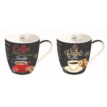 Porcelán bögreszett 350ml, 2db-os dobozban, It's Coffee Time , R2S.1011ICTT
