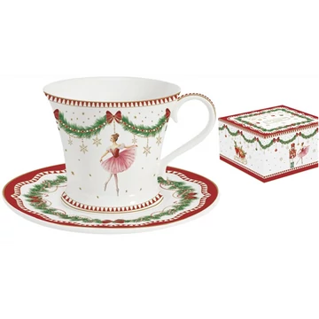 Porcelán teáscsésze+alj, 200ml, dobozban, Magie de Noel, R2S.1796MNOE