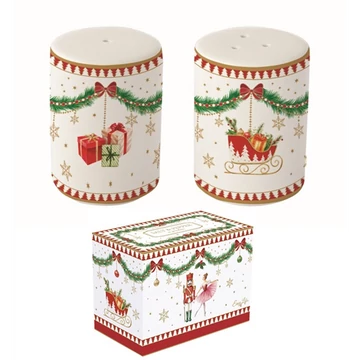 Porcelán só-borsszóró szett, 7cm, dobozban, Magie de Noel, R2S.1333MNOE