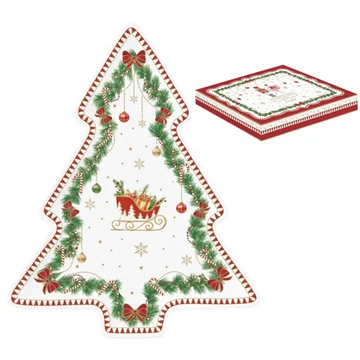 Porcelán fenyőtálca 20,5x25,5cm, dobozban, Magie de Noel, R2S.1481MNOE