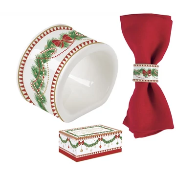 Porcelán szalvétagyűrű 4 db-os szett, 4,5cm, dobozban, Magie de Noel, R2S.2192MNOE