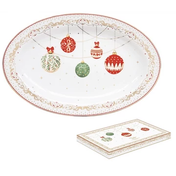Porcelán ováltálca 35x23,5cm, dobozban, Christmas Eve, R2S.1116CEVE