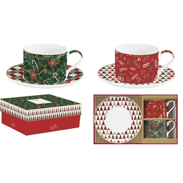 Porceláncsésze+alj 240ml, 2 személyes, dobozban, Coffee Mania, Fancy Christmas, R2S.132FACH