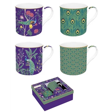 Porcelán bögreszett 4 db-os, 300ml, dobozban, Atmosphere, Imperial Peacock, R2S.179IMPP