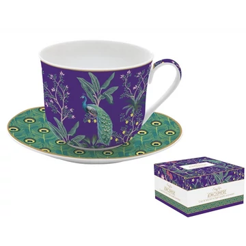 Porcelán reggelizőcsésze+alj, 400ml, dobozban, Imperial Peacock, Atmosphere, R2S.1454IMPP