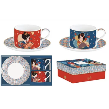 Porceláncsésze+alj 240ml, 2 személyes, dobozban, Coffee Mania, Tokyo, R2S.132TOKY