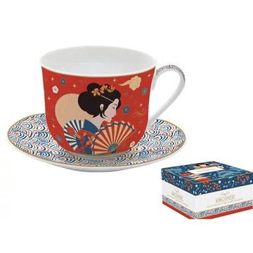 Porcelán reggelizőcsésze+alj 400ml, dobozban, Tokyo, Atmosphere, R2S.1454TOKY