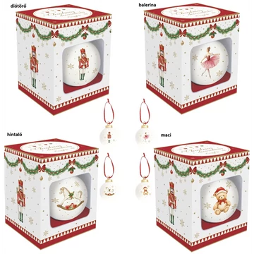 Kerámiagömb függődísz 7cm, dobozban, Magie de Noel, R2S.2139MNOE