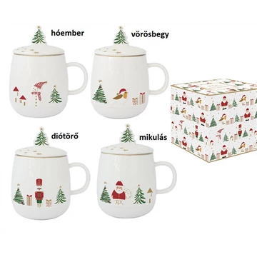 Porcelán szűrősbögre tetővel, 450ml, dobozban, Let it Snow, R2S.1335LSNO Porcelán szűrősbögre tetővel, 450ml, dobozban, Let it Snow, R2S.1335LSNO