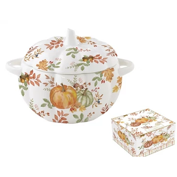 Porcelántál fedővel, tökformájú, 15x13cm, dobozban, Harvest, R2S.1577HARV