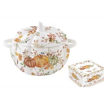 Porcelántál fedővel, tökformájú, 19x16cm, dobozban, Harvest, R2S.1578HARV
