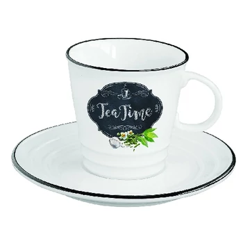 Porcelán teáscsésze + alj, 300ml, dobozban, Kitchen Basics, R2S.1601KIBT