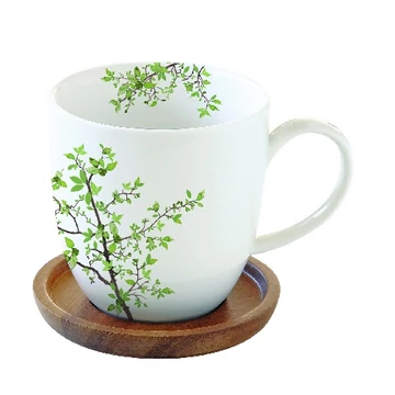 Porcelánbögre akácfa alátéttel, 350ml, dobozban, Natura, R2S.1080NTRA