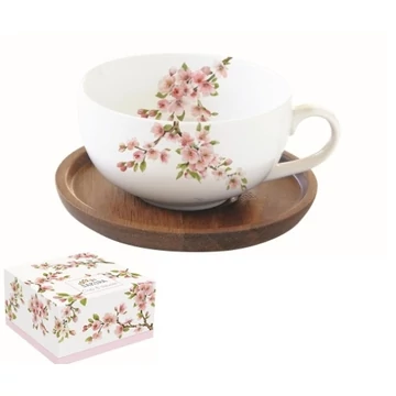 Porcelán teáscsésze akácfa aljjal,250ml,dobozban,Sakura, R2S.1082SAKU