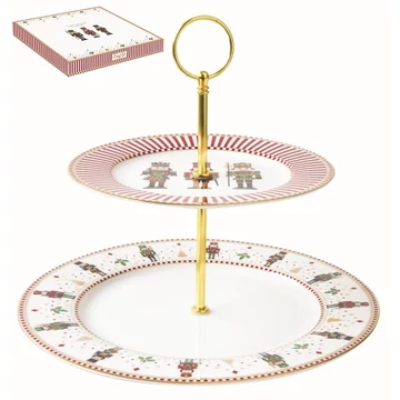 Porcelán süteményes állvány 2 emeletes 19/27cm dobozban,Nutcracker, R2S.1105NUTC