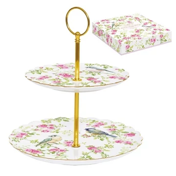 Porcelán süteményes állvány 2 emeletes 16/21cm dobozban,Spring Time, R2S.1284SPRI