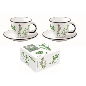 Porcelán eszpresszócsésze+alj 120ml,dobozban,Herbarium, R2S.2205HERU