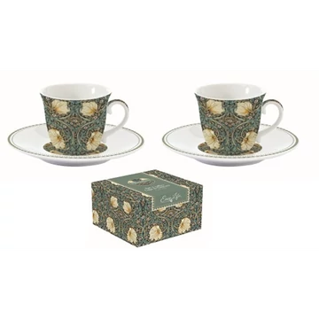 Porcelán eszpresszócsésze+alj, 2 személyes 80ml, dobozban, William Morris, Black, R2S.1107WILB