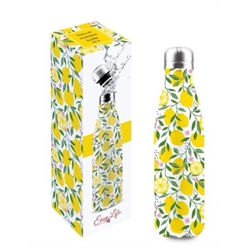 Duplafalú rozsdamentes acél hőtartó útipalack 500ml, Lemons, R2S.2300LEMO