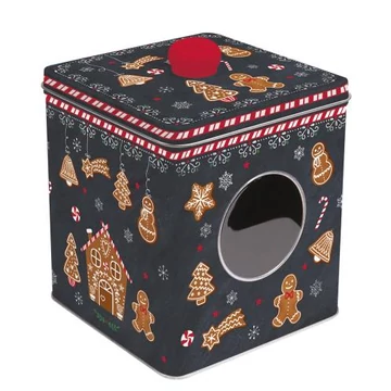 Ablakos fémdoboz 13x13x14,5cm, Gingerbread, R2S.092GING