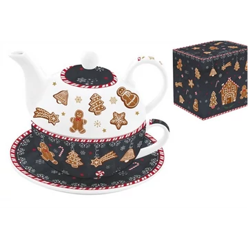 Porcelán egyszemélyes teáskészlet 350ml,+350ml, dobozban, Gingerbread, R2S.104GING